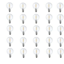 TORCHSTAR 25Pack G40 LED Light Bulbs, Clear Glass LED Replacement Bulbs, 2700K Soft White, 0.7W E12 Candelabra Base Globe Light Bulbs, Non-Dimmable LED Filament Bulb