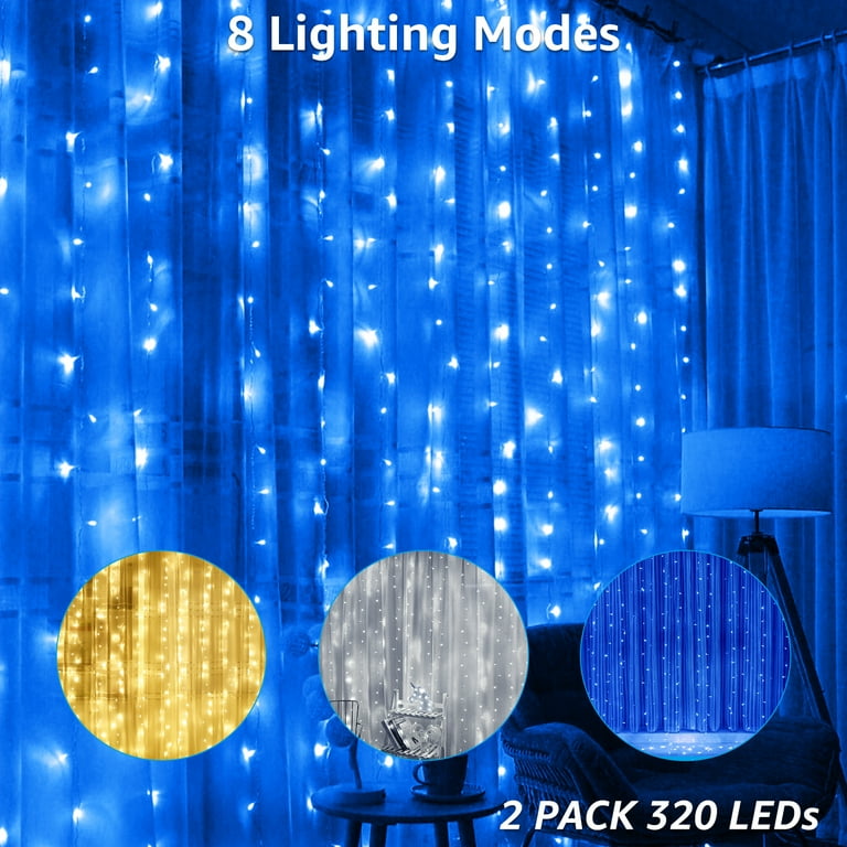 TORCHSTAR Extendable 9.8ft x 9.8ft LED Curtain Lights, Starry Christmas  String Light, Indoor Decoration for Festival, Wedding, Party, Living Room