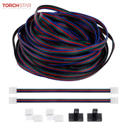 TORCHSTAR 32.8ft RGB 4 Pins Strip Light Extension Cable Cord Kit, Extension Cords, LED Splitter Connectors