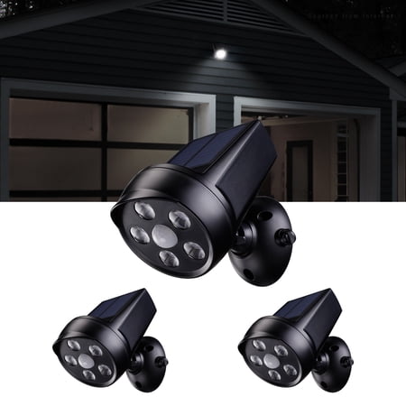 TORCHSTAR 3Pack LED Solar Motion Sensor Lights, CCTV-like Wireless Outdoor Wall Lighting, Black