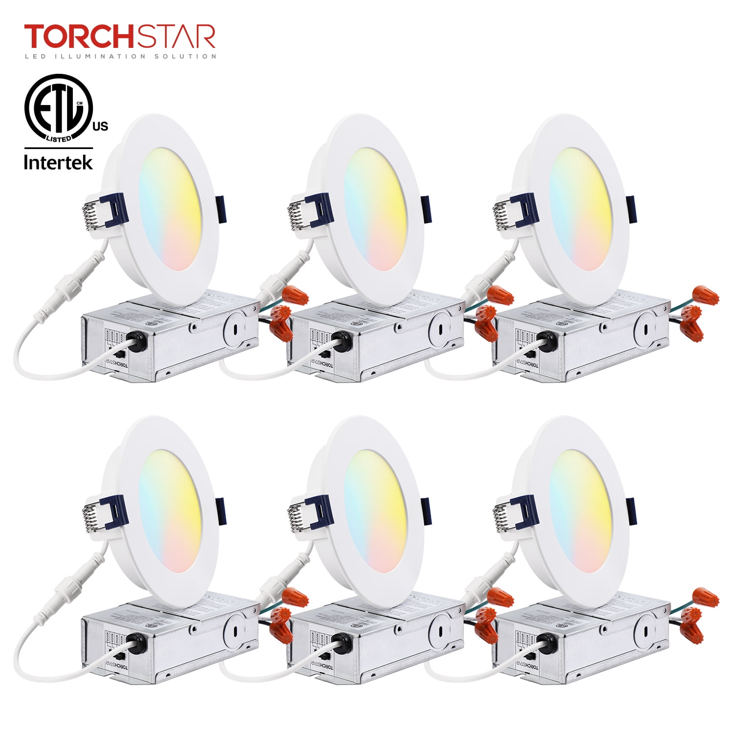 TORCHSTAR 4 Inch LED Recessed Lighting with Junction Box, CRI90, 5CCT ...