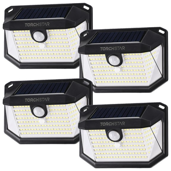 4 Pack 178 LEDs Solar Sensor Motion Lights, Black