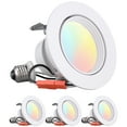 thumbnail image 1 of 4 Pack 4" 5CCT Gimbal LED Recessed Light Dimmable, 2700K/3000K/3500K/4000K/5000K Selectable, 8W CRI90 Retrofit Can Lights, 660LM Directional Angled Trim Ceiling Downlight, 1 of 7