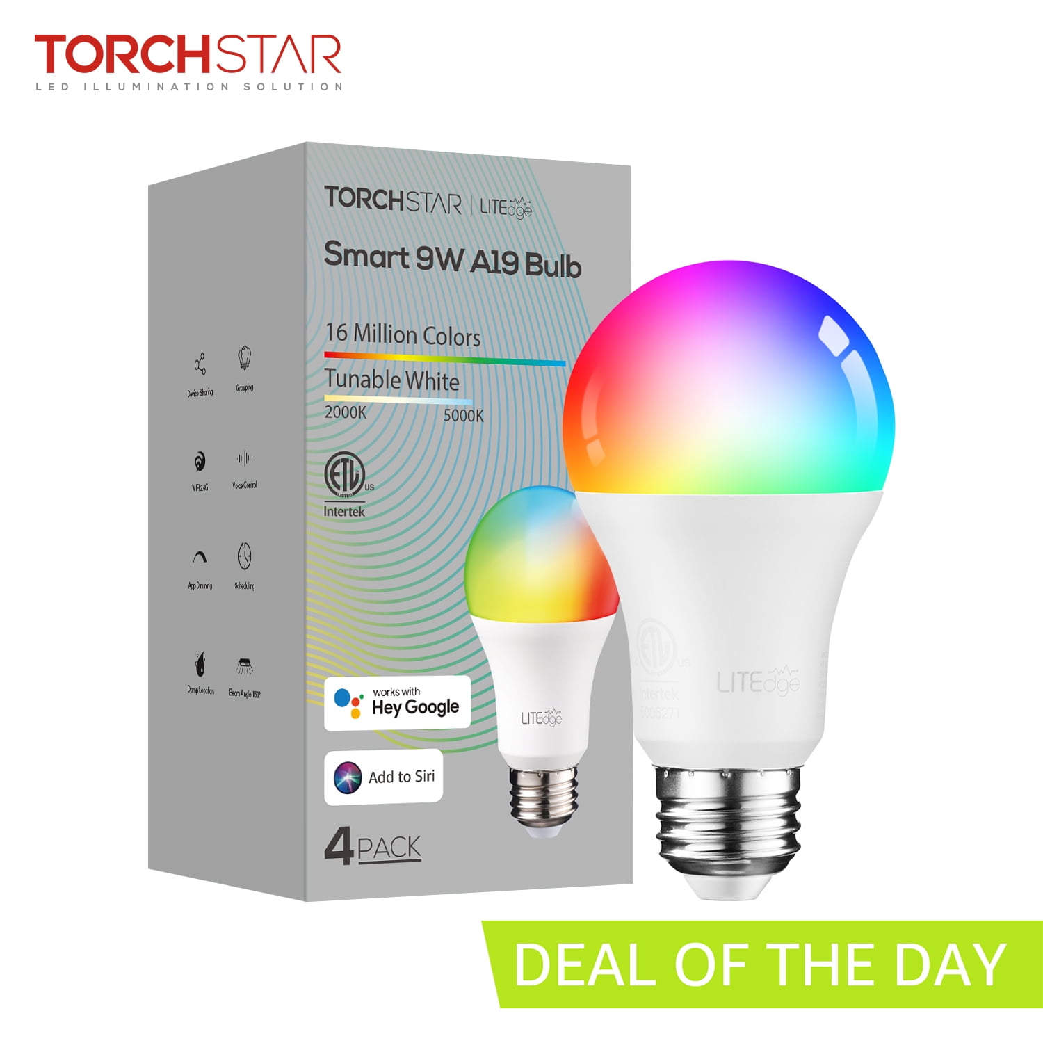 Torchstar LED Safe Lighting Kit Work with Alexa App Control Dimmable Light Ba