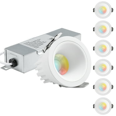 TORCHSTAR 6 Pack 2" 5CCT LED Recessed Light with J-Box, CRI90+ Dimmable Anti-Glare LED Downlight, 5W Narrow Frame Smooth Trim, AirTight & IC Rated