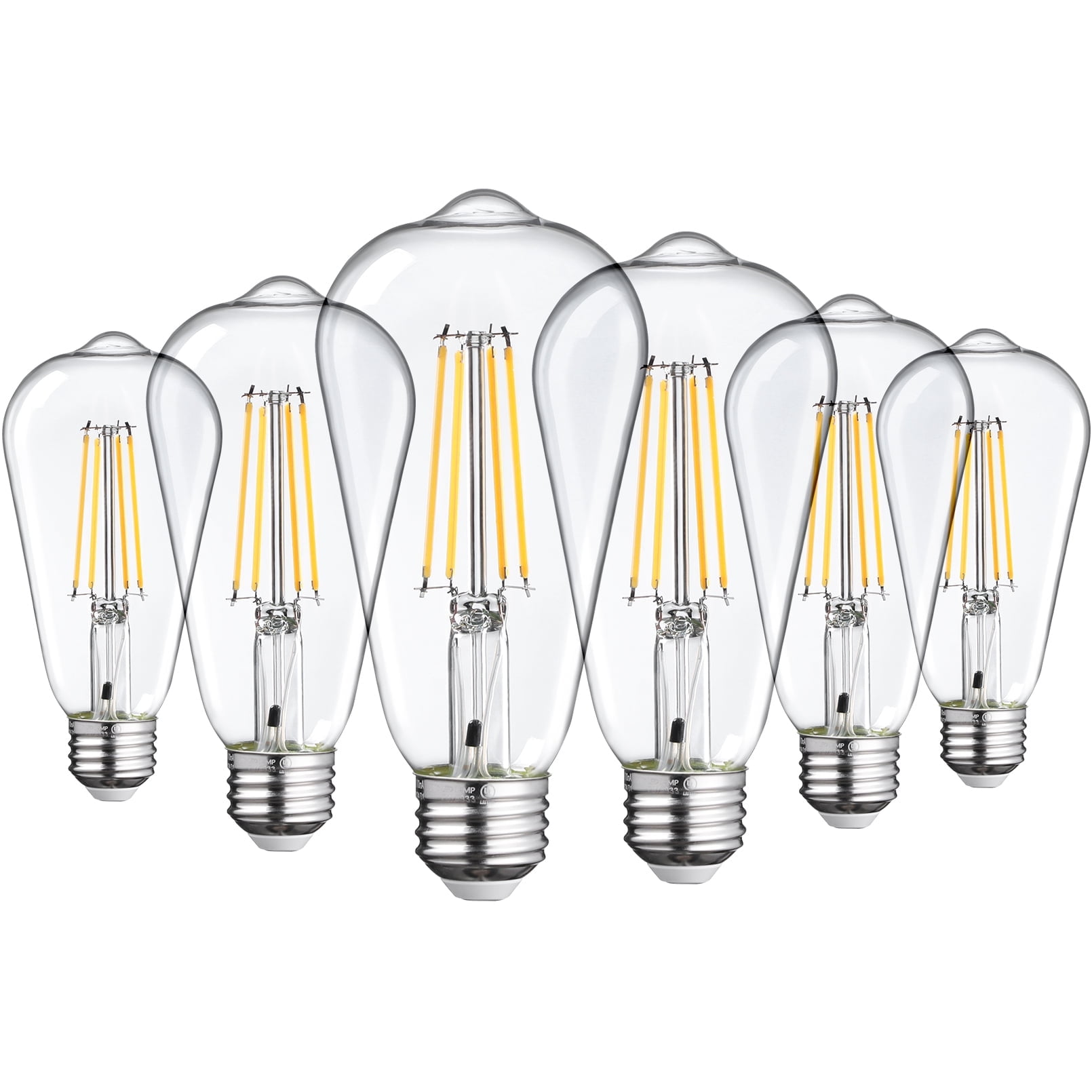 TorchStar ST19 LED 7W Vintage Edison Filament Bulb, Dusk to Dawn Photocell Sensor, E26 Base, ST64 Outdoor LED Bulb for Garden, Garage, Porch, Auto On/Off Lights, 2700K Soft White, Pack of 6