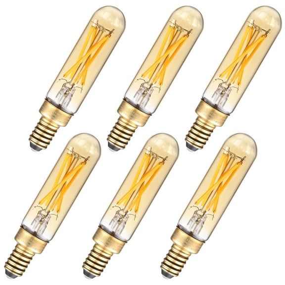 TORCHSTAR 6Pack T25 Tubular Edison Bulbs, Dimmable T6 LED Bulb, E12 Candelabra Bulb, 4.5W(25W Equiv.), for Chandelier, Wall Lamps, Amber Warm Glass