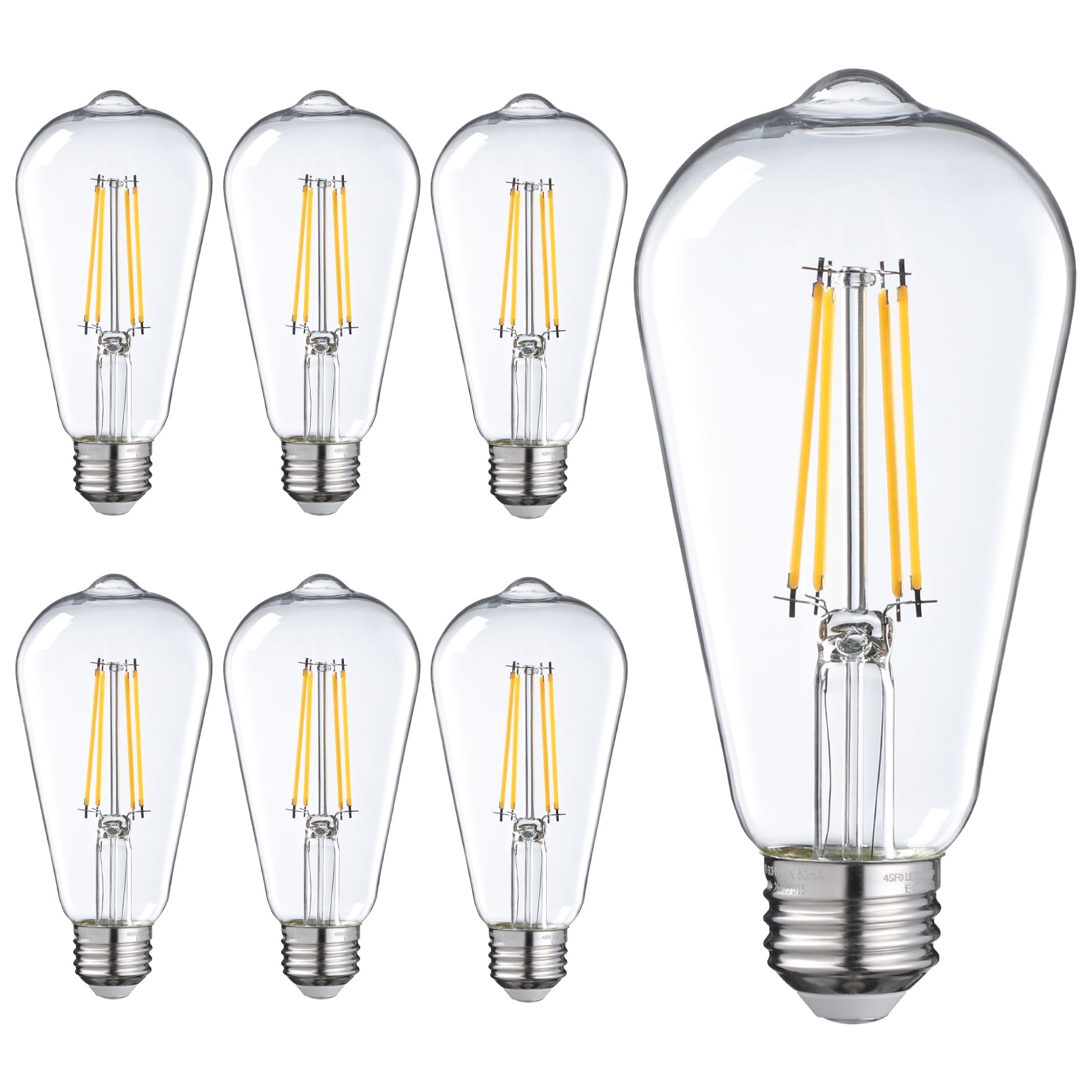 TORCHSTAR 75W Watt Equivalent ST64/ST19 LED Light Bulb, E26 Edison Base, Dimmable, 2700K Soft White , Pack of 6