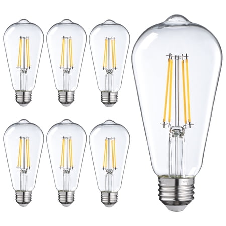 TORCHSTAR 75W Watt Equivalent ST64/ST19 LED Light Bulb, E26 Edison Base, Dimmable, 2700K Soft White , Pack of 6