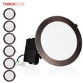 thumbnail image 1 of TORCHSTAR 8 Inch Ultra-Thin Dimmable LED Recessed Light with J-Box for Apartment, Kitchen, 18W(Eqv.), Oil Rubbed Bronze, 5000K Daylight, Pack of 6, 1 of 7