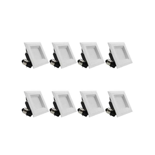 TORCHSTAR 8 Pack 9W 4 Inch High CRI Dimmable Retrofit LED Square Recessed Lighting Fixture, 60W Equivalent 5000K Daylight UL-Classified Square Recessed Ceiling Light Downlight