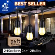 TORCHSTAR 96ft LED Outdoor String Lights, 30+2 Vintage Filament Bulbs, 110V Shatterproof Patio Lighting for Garden, Backyard, Porch, Party, Wedding, IP65 Waterproof, ETL Certified, 2700K Soft White
