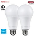 thumbnail image 1 of TORCHSTAR A21 Dimmable LED Light Bulb, 17W(100W Eqv), 2700K Soft White, 1600lm, E26 Medium Base, Damp location, Pack of 2, 1 of 7