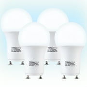 TORCHSTAR Dimmable GU24 LED Light Bulb, 60W Equivalent 2 Prong Light Bulbs, 5000K Daylight, 9.5W, 800 Lumens, UL & ES Listed, A19 Shape Bulbs, GU24 Twist Lock Base, Pack of 4