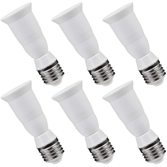 TORCHSTAR E27 to E27 Extender Adapter, E27 to E27 Edison Screw Converter Light Bulb Socket Lamp Holder, Fits LED/CFL Light Bulbs, Heat-resistant, Anti-burning, No Fire Hazard, Pack of 6