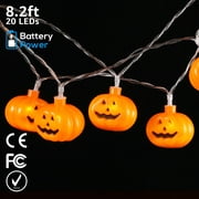 TORCHSTAR Halloween Decorative String Lights with Round Pumpkins Pendants, Holiday Christmas String Lights, 8 Modes, Battery Operated