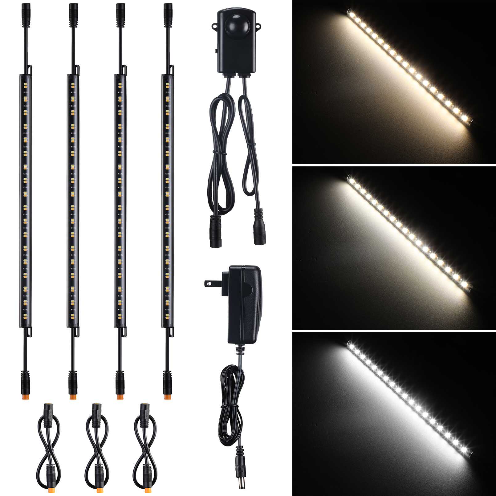 TORCHSTAR LED (4) 12" Linkable Light Bars, Safe Lighting Kit 3CCT