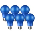 thumbnail image 1 of TORCHSTAR LED A19 Blue Light Bulbs, E26 Base Light Bulb, 8W 120V Colored Light Bulbs for Outdoor Light Fixtures, Halloween Decor, Floor Lamp, Living Room, Party Decoration, Pack of 6, 1 of 8
