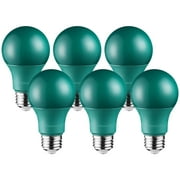 TORCHSTAR LED A19 Green Bulbs, 8W (40W Equivalent), E26/E27 Base Colored Light Bulb, for Veterans Day, Porch, Home Lighting, Party Decoration, Bars, Christmas, Independence Day Bulb, Pack of 6