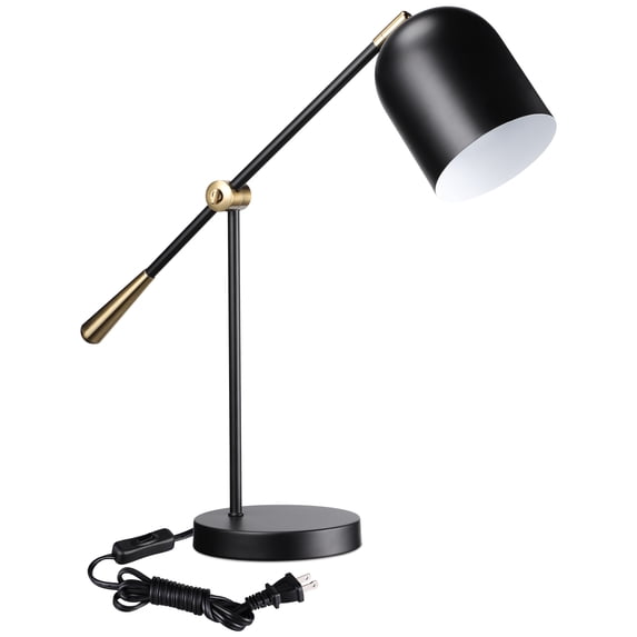 Aesthetic Metal Desk Lamp, E26 Base, Adjustable Swing Arm, Max 60W, On/Off Switch, for Living Room, Bedroom, Nightstand, and Home Office