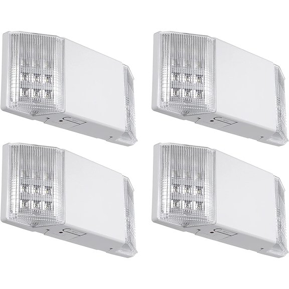 TORCHSTAR LED Emergency Lighting, Commercial Emergency Lights with Battery Backup, UL Listed, Two Square Heads, AC 120/277V, Hardwired Emergency Exit Light Fixtures for Business, Pack of 4