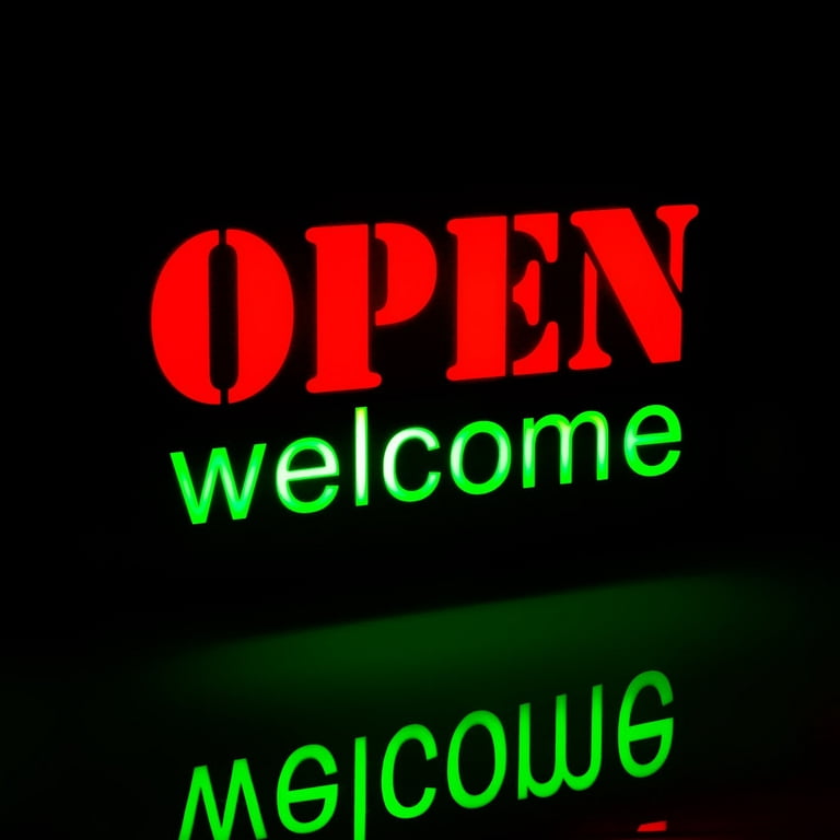 TORCHSTAR LED Open Neon Light Sign for Bar, Restaurant, Store, Salon, GAS Station, 16.9 inch x 9.1 inch, Red Green