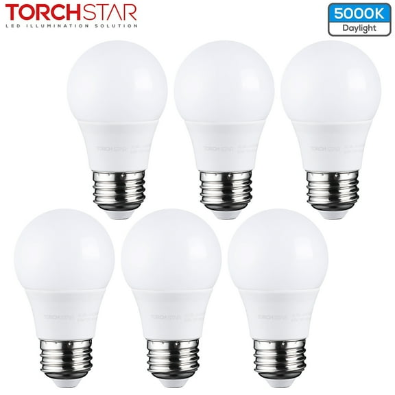 TORCHSTAR LED Refrigerator Light Bulb, 40W Equivalent, A15 Appliance Fridge Bulbs, 5.5W, 5000K Daylight, E26 Medium Base Freezer Bulb, Pack of 6
