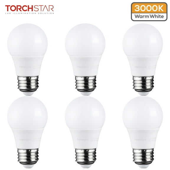 TORCHSTAR LED Refrigerator Light Bulb, 40W Equivalent, A15 Appliance Fridge Bulbs, Dimmable, 5.5W, 3000K Warm White, E26 Medium Base Freezer Bulb, Pack of 6