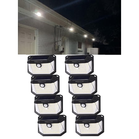 TORCHSTAR 178 LEDs Solar Motion Sensor Lights, Black, Pack of 8