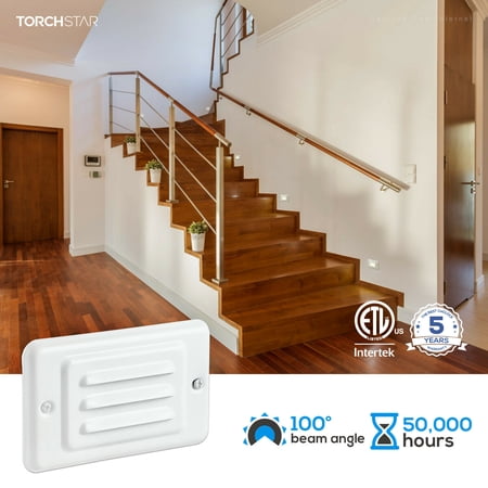 TORCHSTAR Outdoor & Indoor LED Stair Light, Mini Wall Mount Step Lighting, ETL-listed, Pack of 6