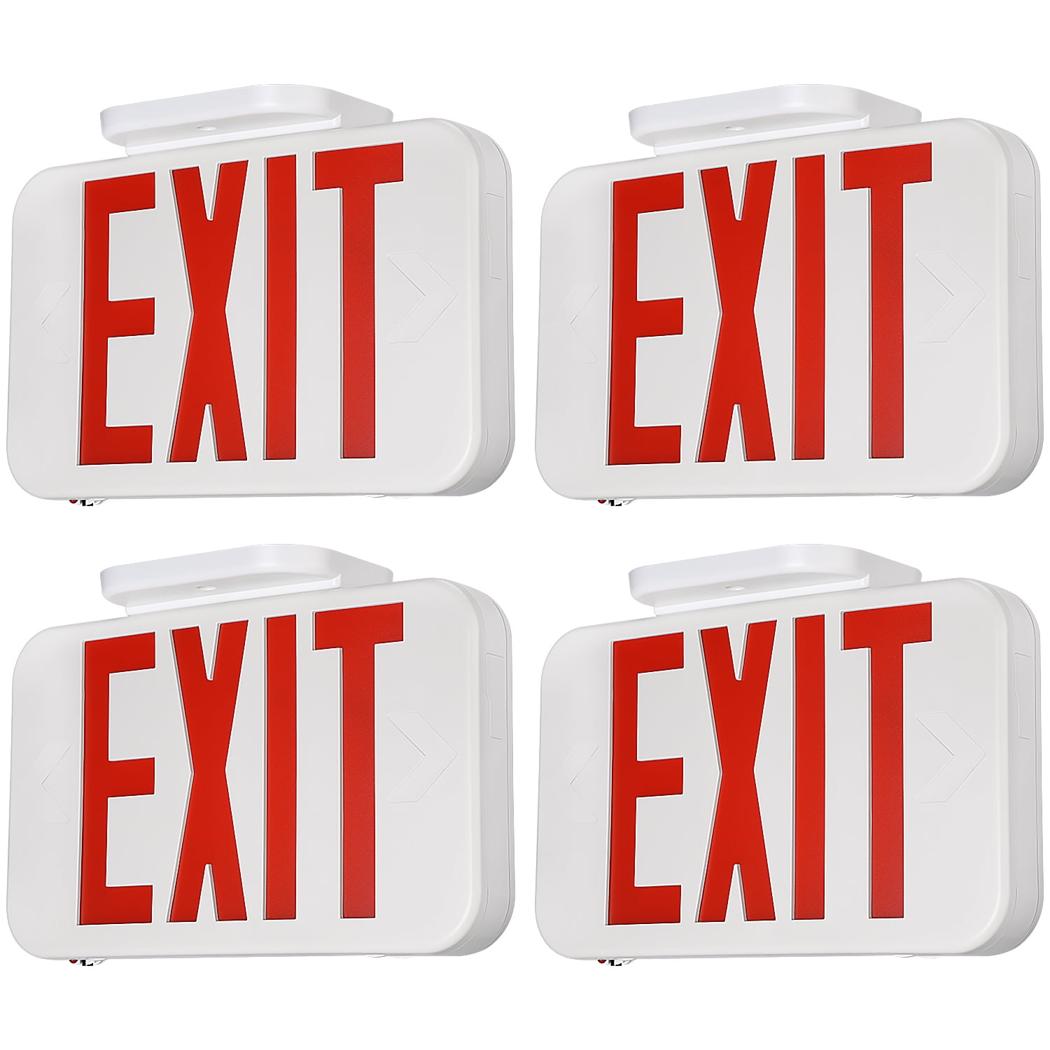 TORCHSTAR Red LED Exit Sign Emergency Light, Double Sided, Battery Backup, UL-Listed, AC 120V/227V Exit Light for Business, Residencial & Commercial, Pack of 4