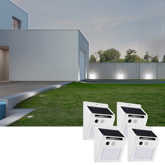 TORCHSTAR Solar Security Lights, White, Pack of 4
