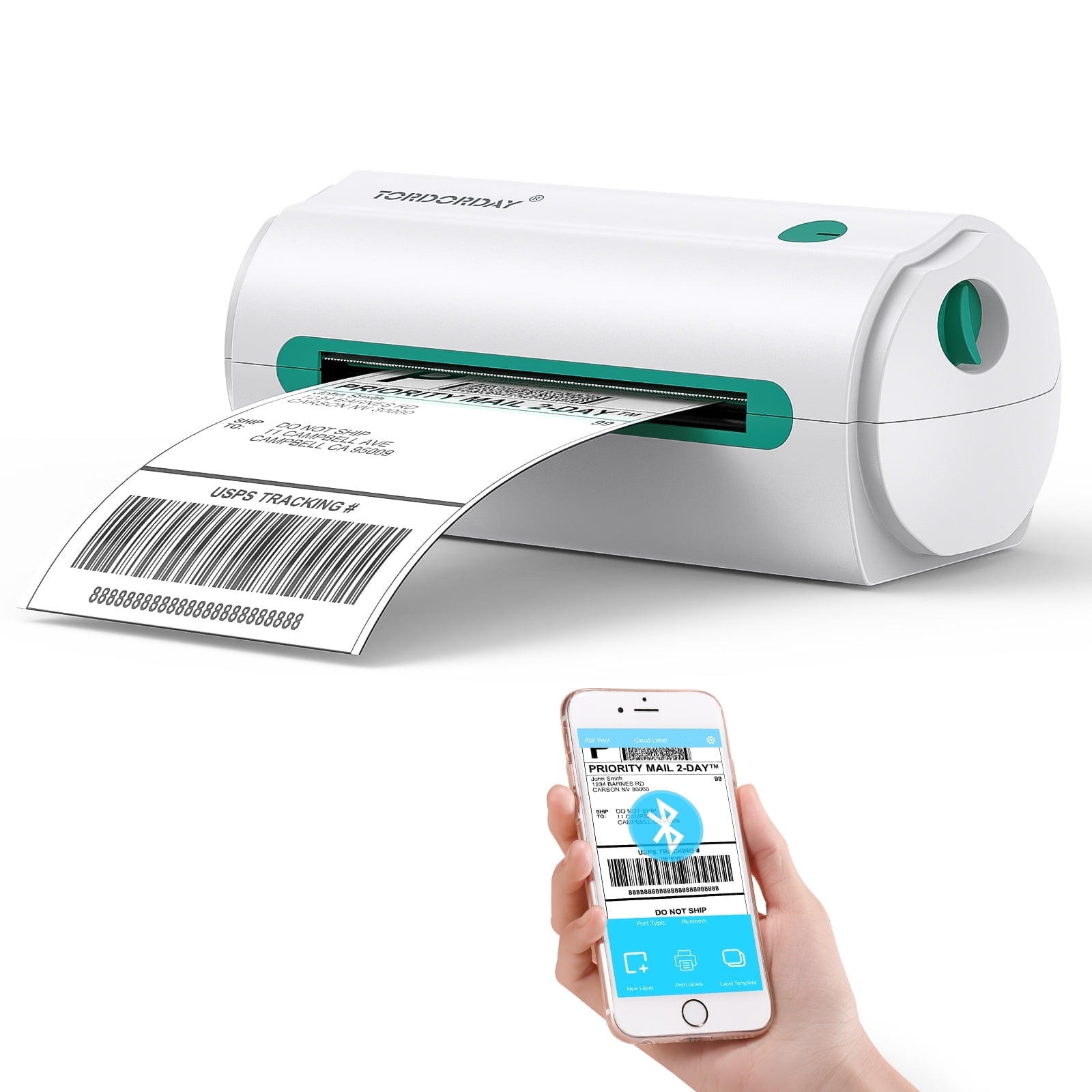 TORDORDAY Bluetooth Wireless Thermal Shipping Labe