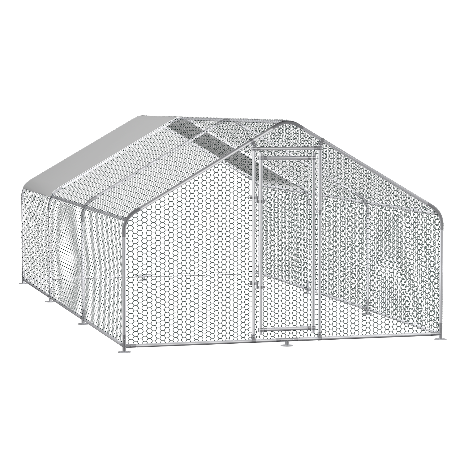 ALEKO Metal DIY Walkin Chicken Coop & Chicken Run with Blue Waterproof