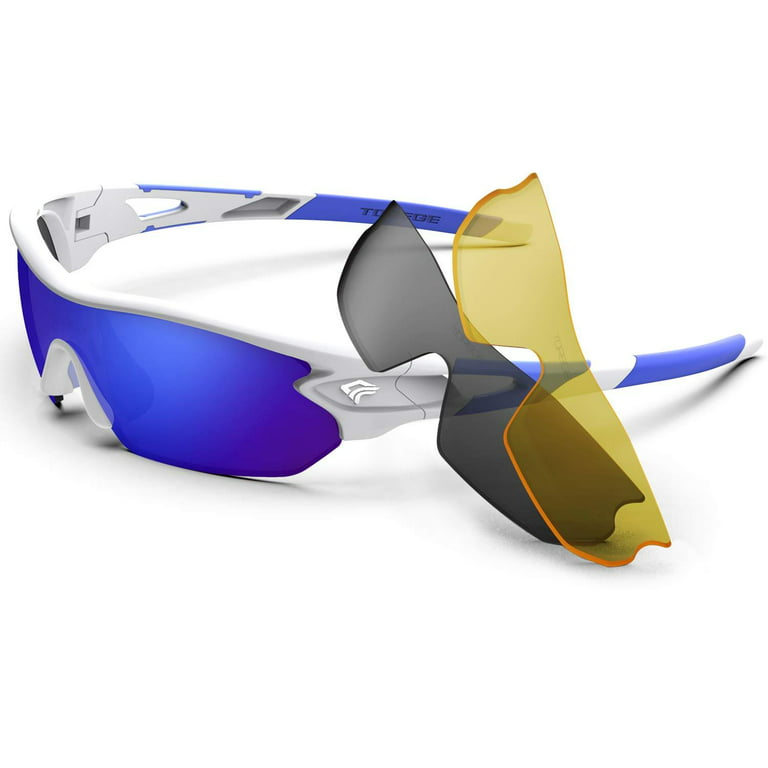 TOREGE Polarized Sports Sunglasses for Men Women Cycling Running Driving  Fishing Glasses TR002 Tr002-white&blue