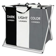 Torio 3-Compartment Collapsible Laundry Basket, Large Capacity, Space-Saving, Durable & Eco-Friendly Fabric, Perfect for Home, Dorm, College