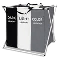 thumbnail image 1 of Torio Collapsible Laundry Basket, 3-Compartment Freestanding Clothes Hamper with Reinforced Handles, Large Capacity Waterproof for Bedroom College Dorm, 1 of 7