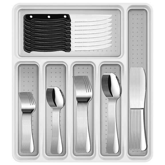 Torio 49-Piece Silverware Set, with Drawer Organizer – Dishwasher Safe, Elegant Design for Home & Parties, Perfect Gift