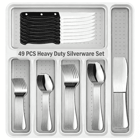 Torio 49-Piece Silverware Set, with Drawer Organizer – Dishwasher Safe, Elegant Design for Home & Parties, Perfect Gift