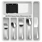 Torio 49-Piece Silverware Set, with Drawer Organizer   Dishwasher Safe, Elegant Design for Home & Parties, Perfect Gift