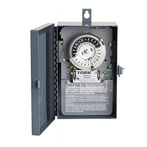 NSi Industries TORK 1109A-O Indoor/Outdoor 40-Amp Multi-Volt Mechanical Lighting and Appliance Timer - 24-Hour Programming- 120/208-277-Volt , Grey
