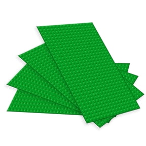 TORMEN 10x5 inch Classic Baseplates, Building Bricks Plates Compatible for Major Brands, & STEM Activities, Inspiring Creativity & Learning(Green*4)