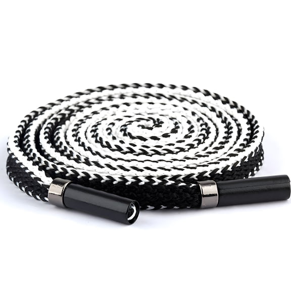 TORMEN Replacement Drawstrings Drawcords 51IN Cotton Drawstring Cord with Easy Adjustable Easy to Install Perfect for Hoodies Activewear(1 Pcs Metal, Flat, Black + White)