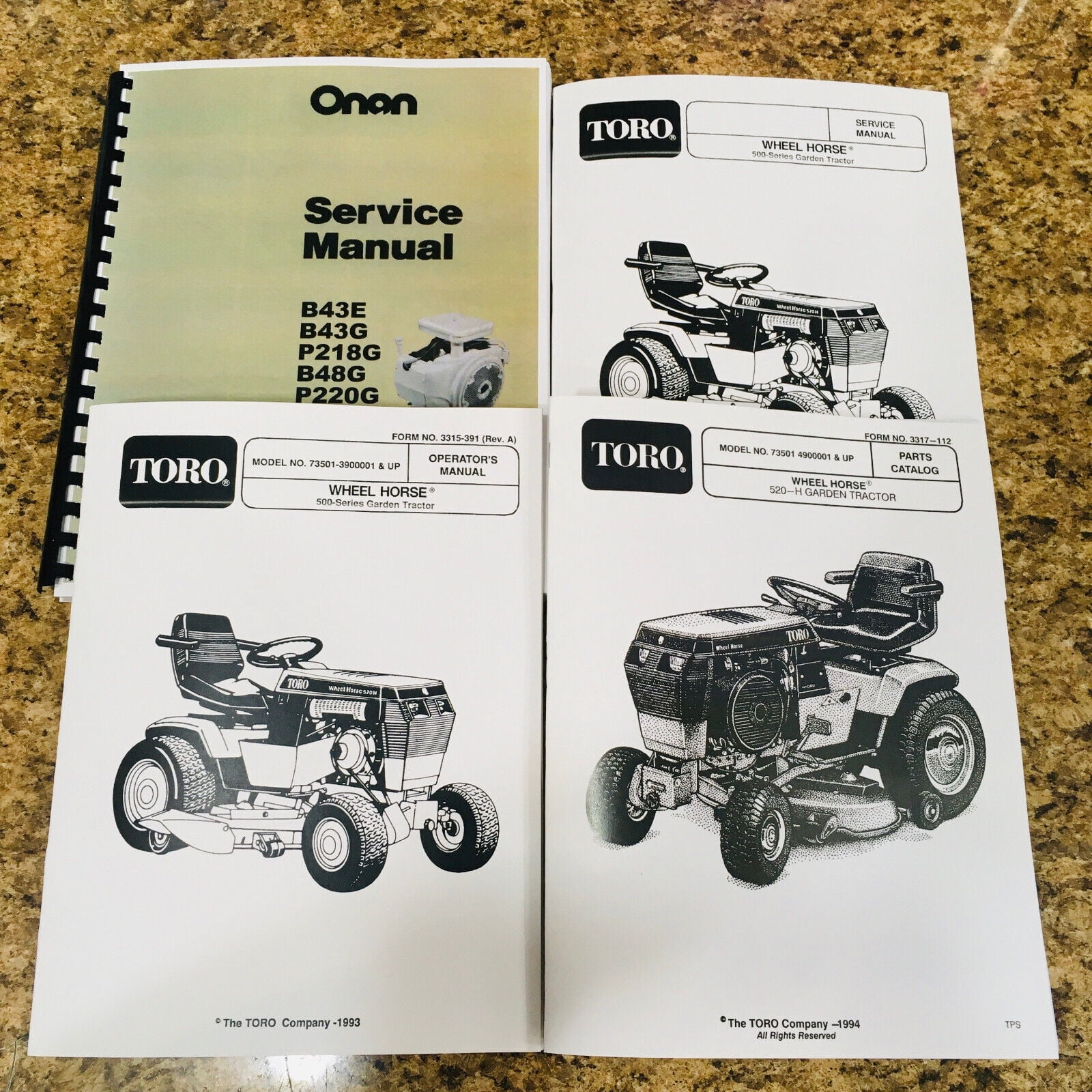 TORO WHEEL HORSE 520H GARDEN TRACTOR SERVICE PARTS OPERATORS MANUAL SET