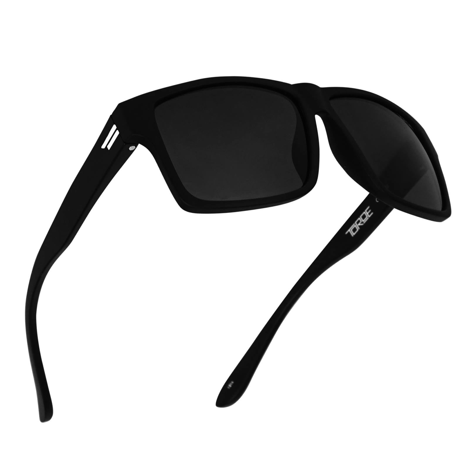 TOROE Eyewear Matte Black RANGE XL Frame Sunglasses Light Weight TR90 Frame, Polarized Polycarbonate Lens (Matte Black | White Emblem, Fire 並行輸入品