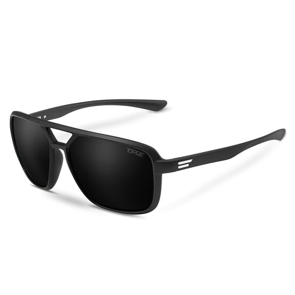 TOROE NASH Polarized Sunglasses Matte Black Frame with White Emblem C4 Extra Dark Polarized Lenses UV400 Protection Self-Retracting Hinges Fishing, Driving, Outdoor & Light Sensitive Eyes
