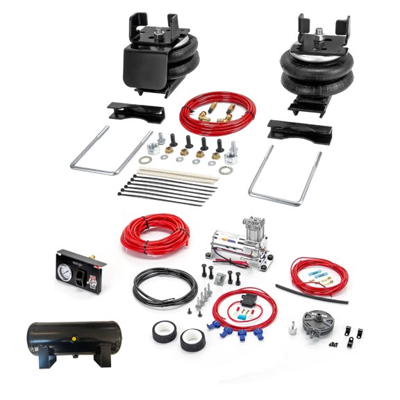 TORQUE Air Bag Suspension Kit with Onboard Air Compressor Kit and 2 Gallon Air Tank(3 Port) for 2013-2025 Dodge Ram 3500 2WD 4WD Rear Helper Bag 5000 lbs (Replaces Firestone Ride Rite 2615 and 2616)