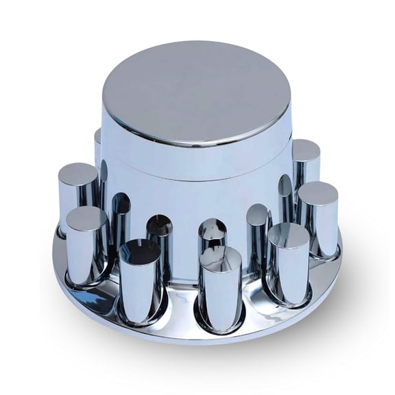 TORQUE Cylinder Rear Axle Wheel Cover 33mm Screw-on Lug Nut Cover for Semi Truck (Chrome Plated ABS Plastic) (Universal Fit) (TR135-TWCR)