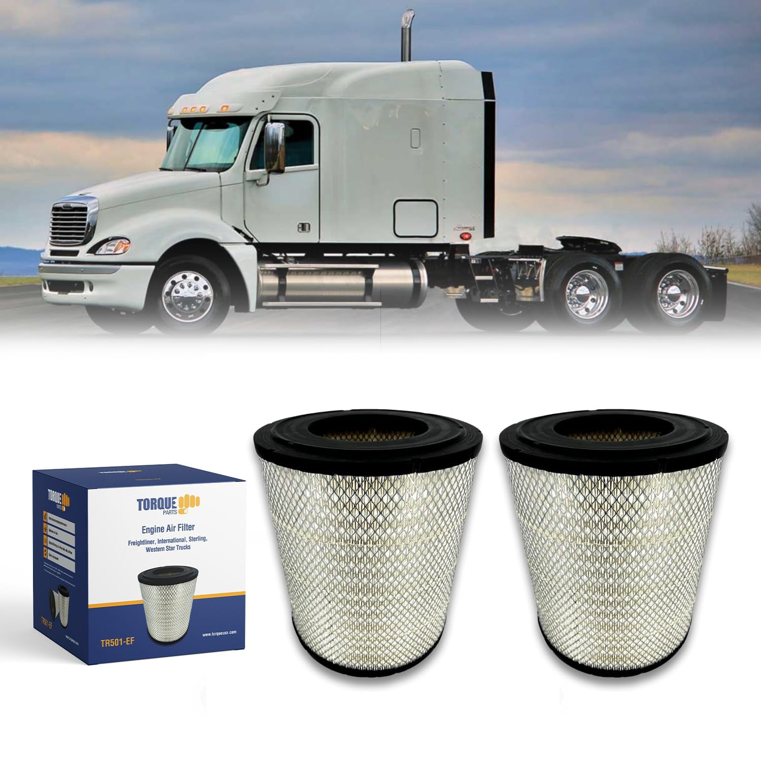 TORQUE Engine Air Filter Compatible with Select Freightliner Columbia ...