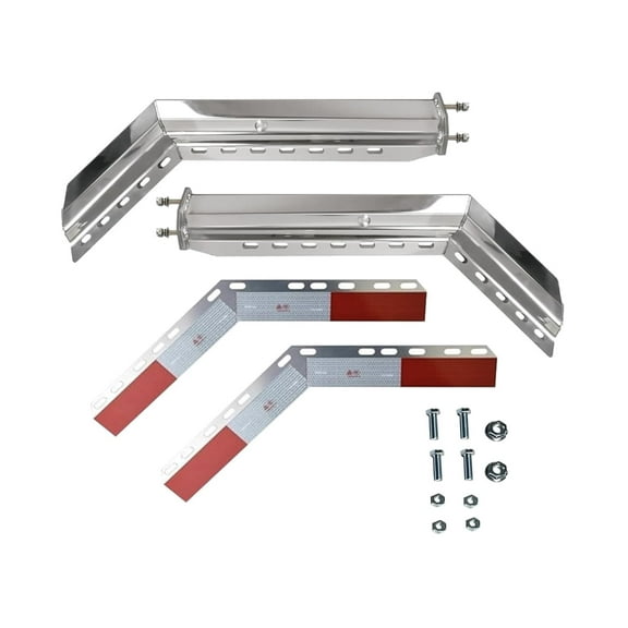 TORQUE Mud Flap Hanger for Semi Trucks 2-1/2" Bolt Spacing 30" Stainless Steel Set w/ 2 Aluminum Angled Reflectors, Spring Loaded, 45 Degree Angled, Right and Left Included